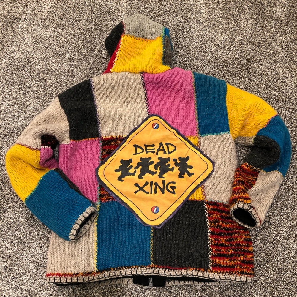 Grateful Dead 🐻Multicolored Knit Zip-Up Hoodie